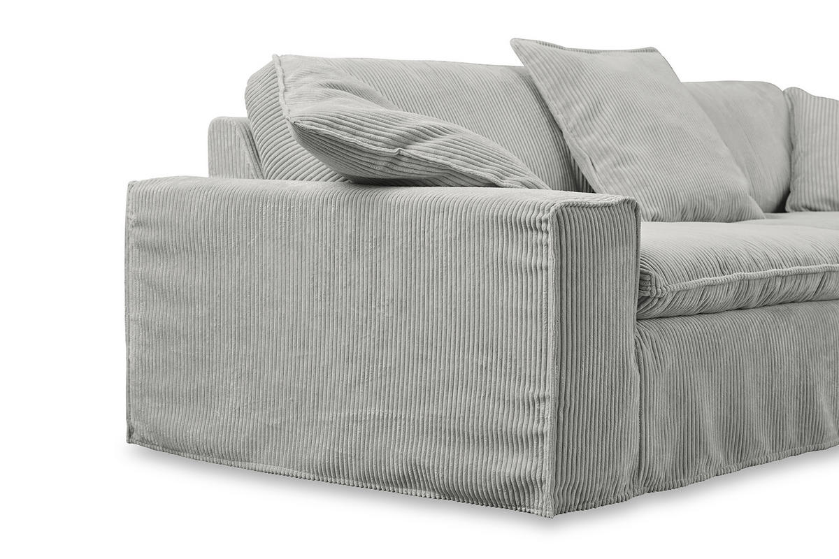SOFA XL NETTA Grau Cord - Braun/Grau, Birkenholz/Textil (258/90/116cm) - KAWOLA