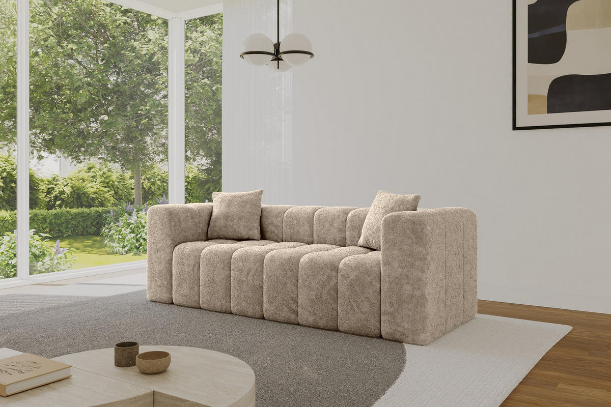 POHOVKA 2-MÍSTNÁ DONY-2 232x90x71 cm Hnědá Žinylka - černá/koňaková, kompozitní dřevo/textil (232/71/90cm) - ALTDECOR