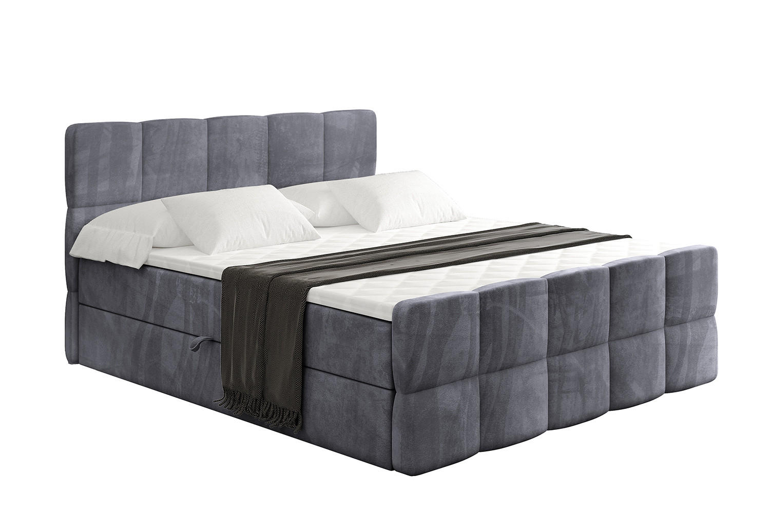 BOXBETT mit Matratze H4 und Lattenrost - LIRO-Z - 160x200 - Dunkelgrau Casablanca - Dunkelgrau, Holzwerkstoff (160/200cm) - ALTDECOR