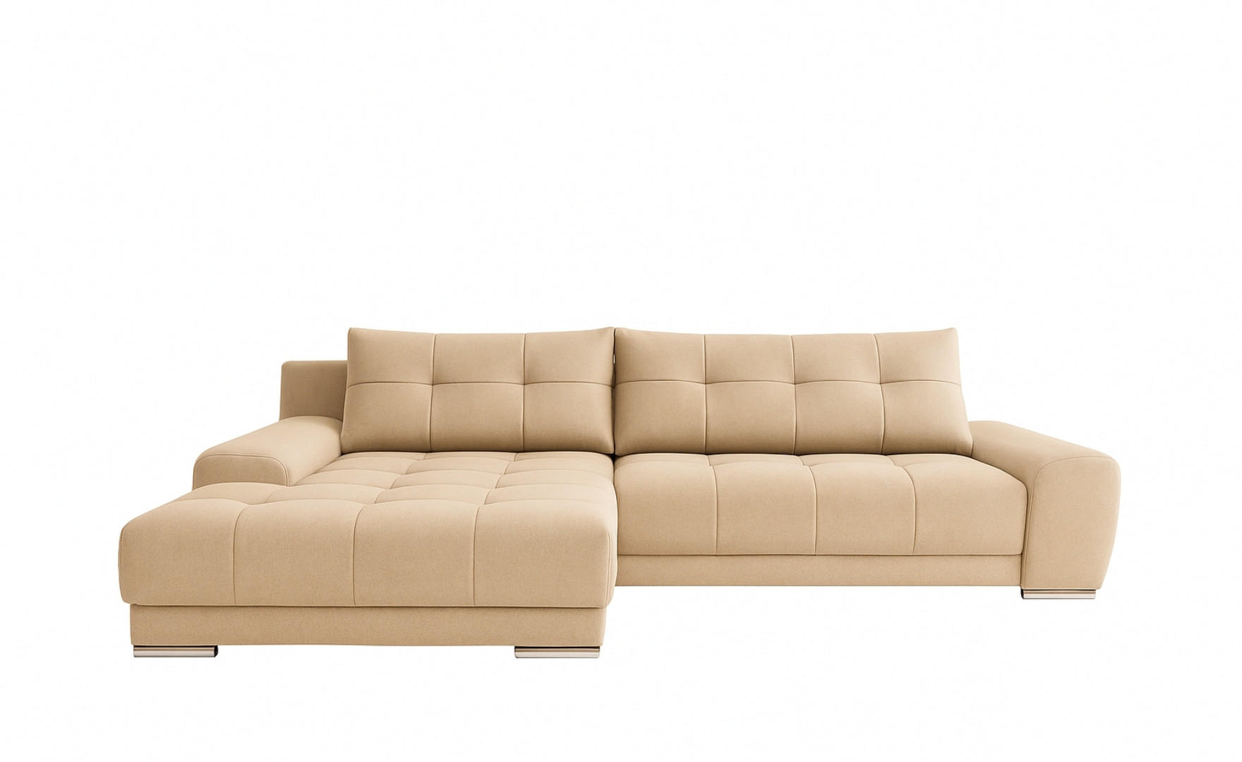ECKSOFA WAVE Mit Schlaffunktion, Stoff SORO, Hellbeige Links - Creme, Holz (105/281cm) - Kaiser Möbel