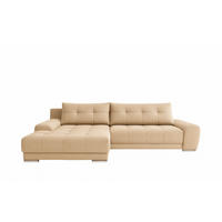 ECKSOFA WAVE Mit Schlaffunktion, Stoff SORO, Hellbeige Links - Creme, Holz (105/281cm) - Kaiser Möbel