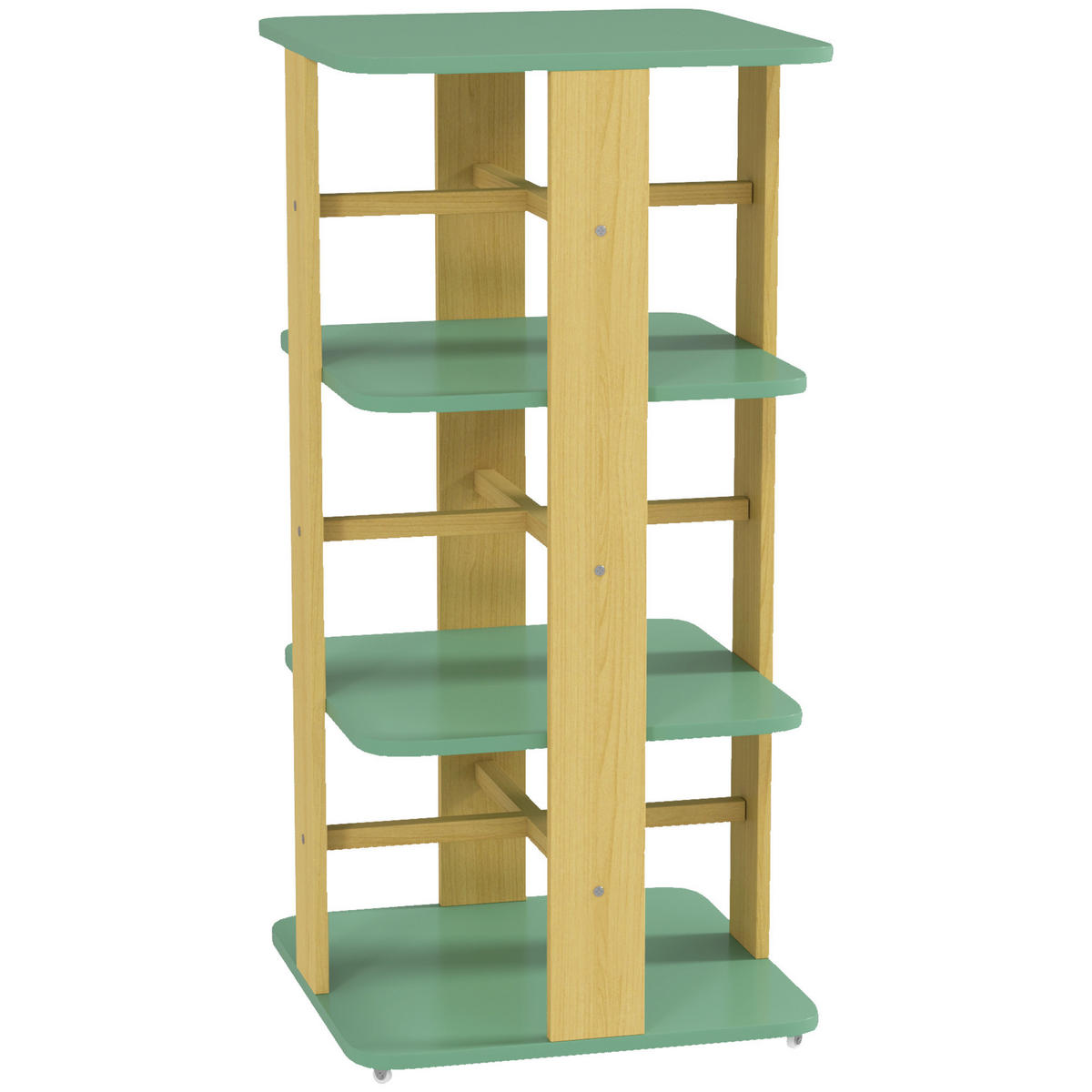 KINDERREGAL DE-17247 3 Ebenen mit Rollen Grün - Grün, Holzwerkstoff (48/99.5/48cm) - ComfortXL
