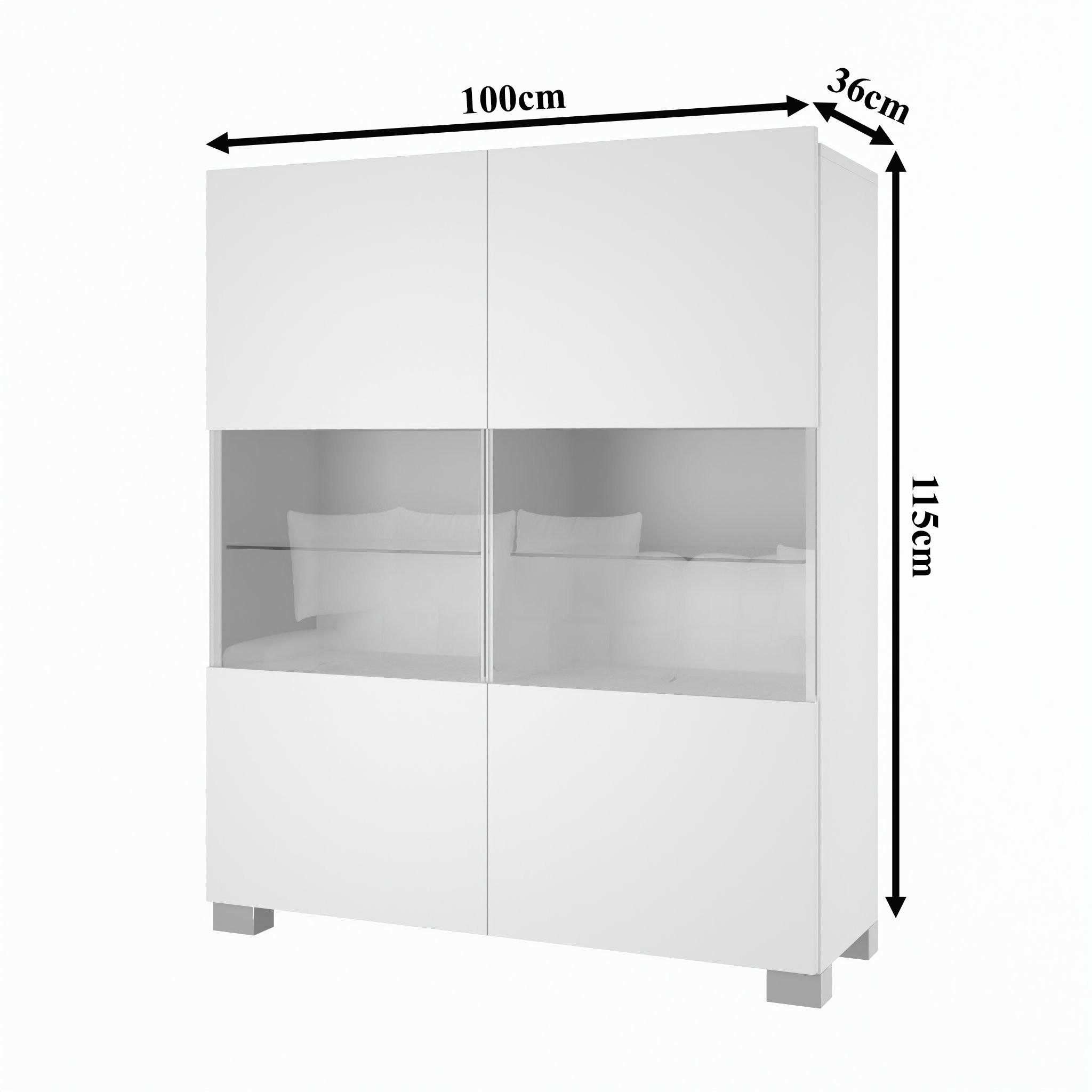 Thumbnail - B Belini Group Vitrine, Esche, Holz, 100x115x36 cm, Wohnzimmer, Wohnwände, Vitrinenschränke