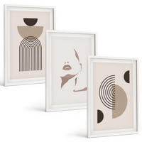 BILDER SET 3er Set - 40x60 cm Weißer Rahmen - Abstrakte Formen und Gesicht - Weiß, Kunststoff (40/60cm) - TULUP