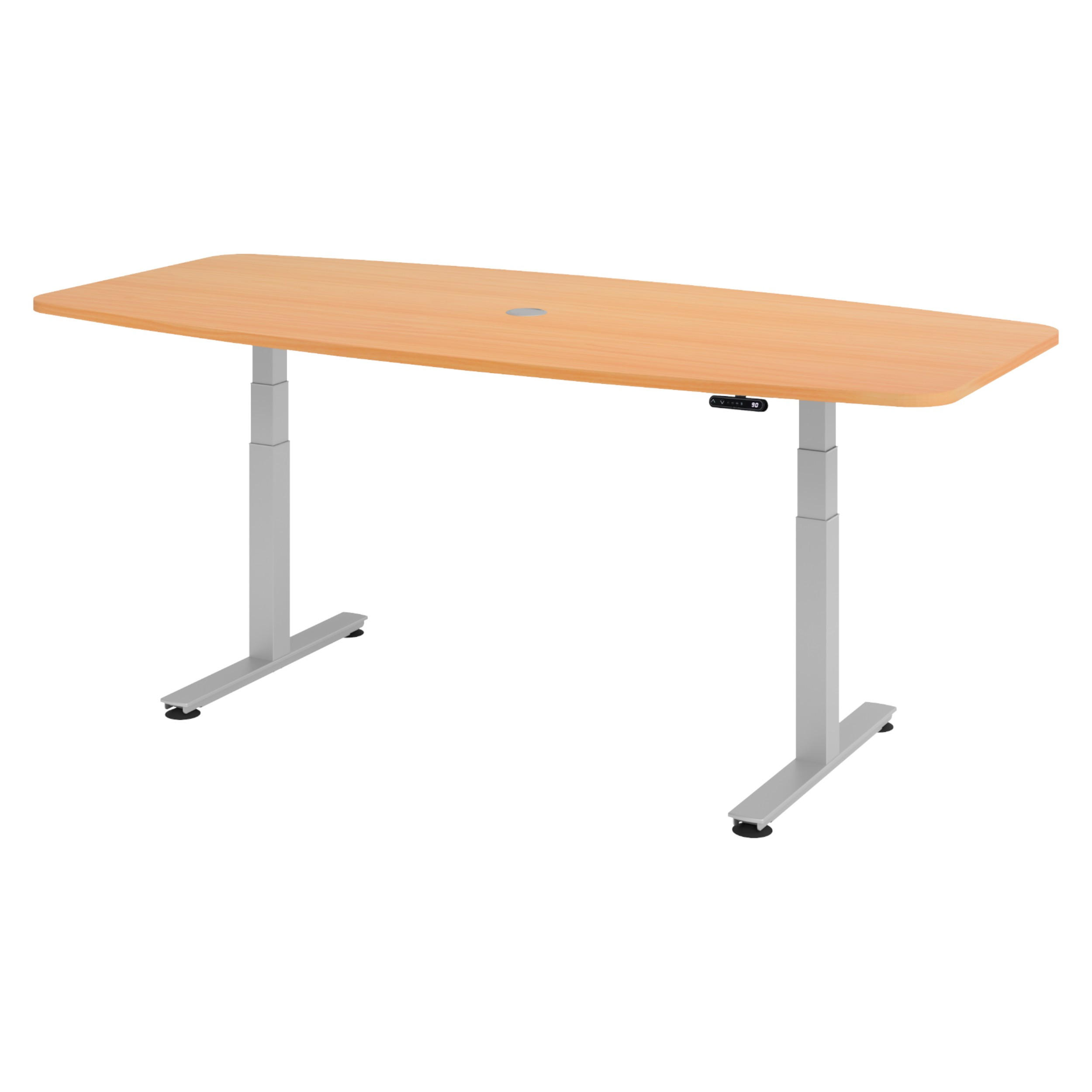 KONFERENZTISCH elektrisch XDSM22 103/220/74 cm in Buchefarben/Silberfarben - Buchefarben/Silberfarben, Holzwerkstoff (103/220/74cm) - bümö