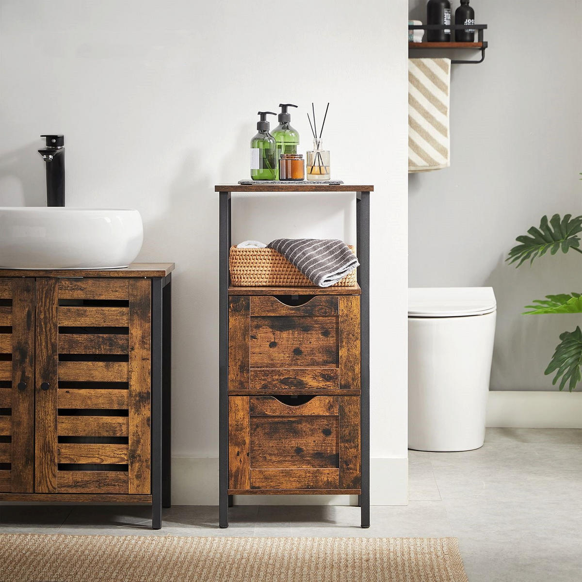 BADEZIMMERREGAL STANDREGAL - Braun, Holzwerkstoff (30/80/37cm) - Hansiro