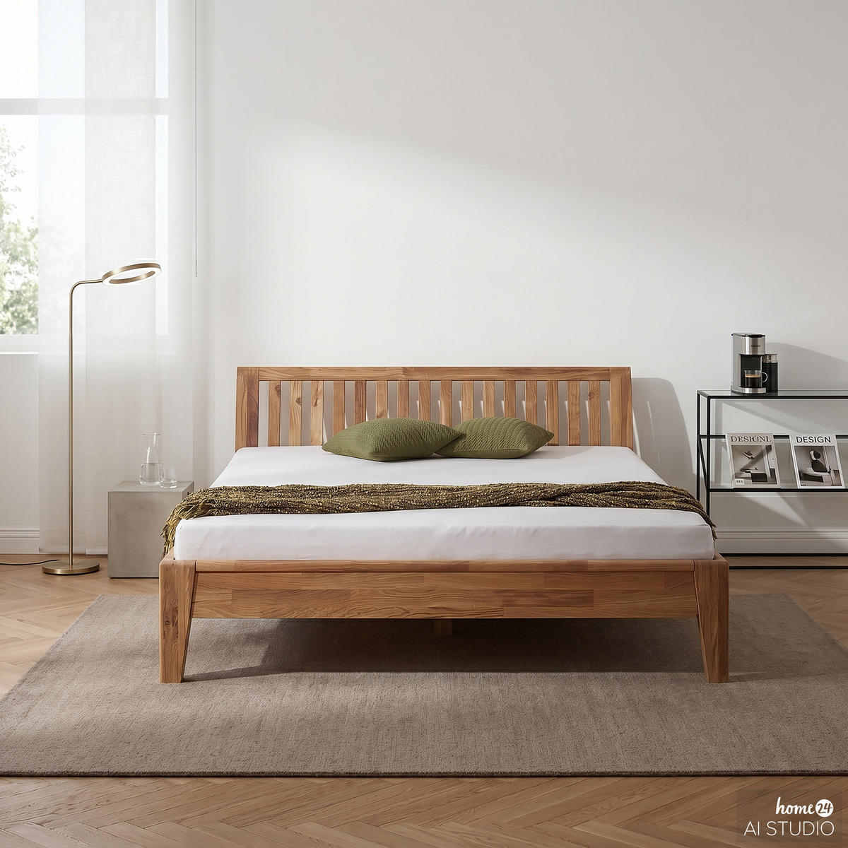 BETT - Massivholz - Eichefarben, Holz (180/200cm) - home24