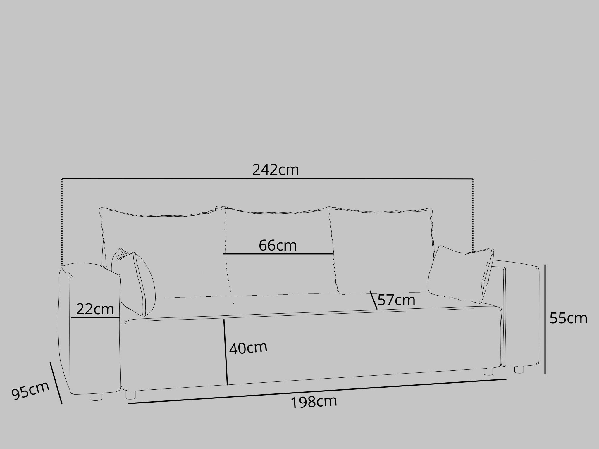 Thumbnail - Sofa, Grün, Holzwerkstoff, 3-Sitzer, 242x85x95 cm, Wohnzimmer, Sofas & Couches, Schlafsofas
