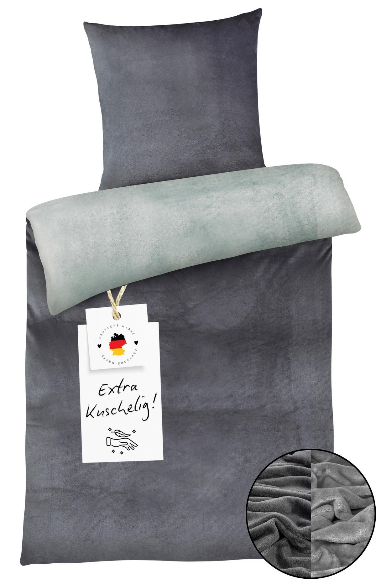 WINTER-BETTWÄSCHE 135x200 Cashmere-Touch Warmer Winter Bettbezug Kuschelig Anthrazit Silber - Anthrazit, Textil (135/200cm) - Carpe Sonno
