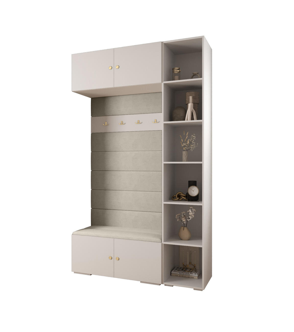 GARDEROBEN-SET 236,7/140/47 - Beige/Goldfarben, Holz/Metall (140/236.7/47cm) - Abiks Möbel