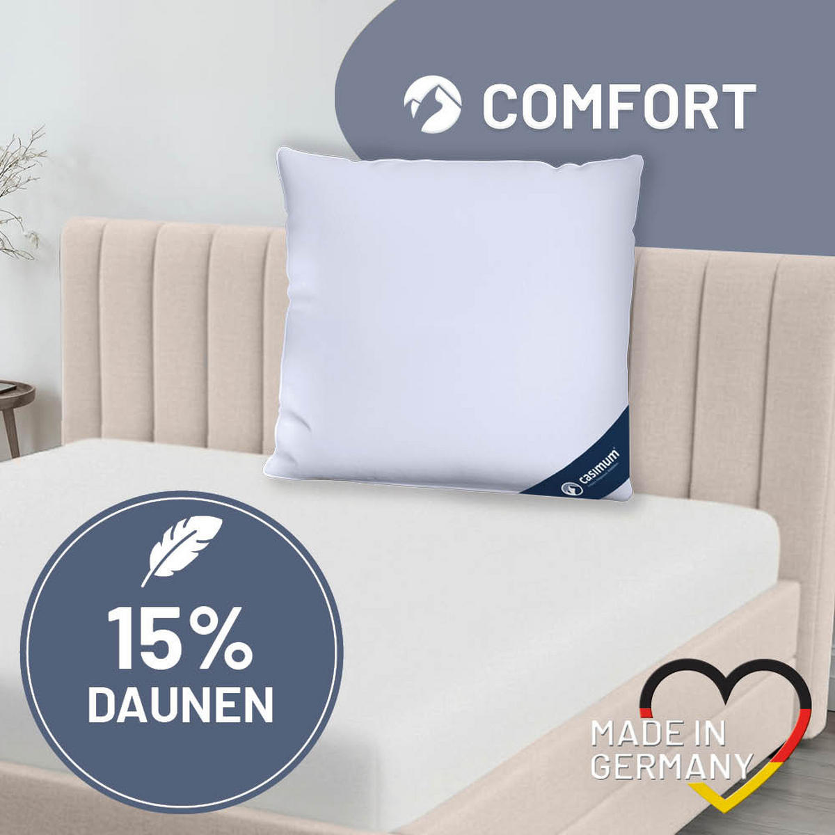 KOPFKISSEN 80x80 cm weich & stützend, Daunenkissen 85% Federn & Daunen - Weiß, Textil (80/80cm) - casimum