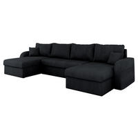ECKSOFA Kris U Cord - Schwarz, Holz/Kunststoff (304/140cm) - MIRJAN24