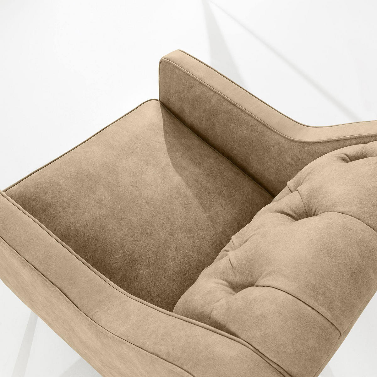 SESSEL NOMUS Kunstleder, gesteppt, leicht Beige - Wengefarben/Hellbraun, Holz/Holzwerkstoff (77/78/80cm) - KONSIMO®