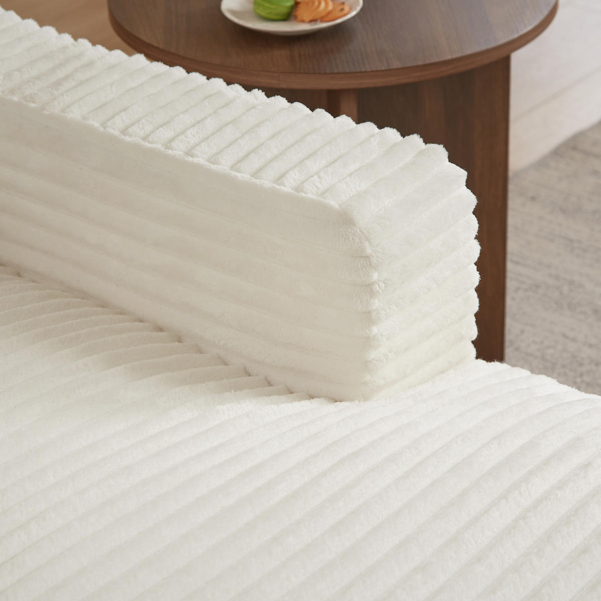 SESSEL aus Cord mit Ausziehfunktion Weiß - Weiß, Textil (162/68/100cm) - Meubliv