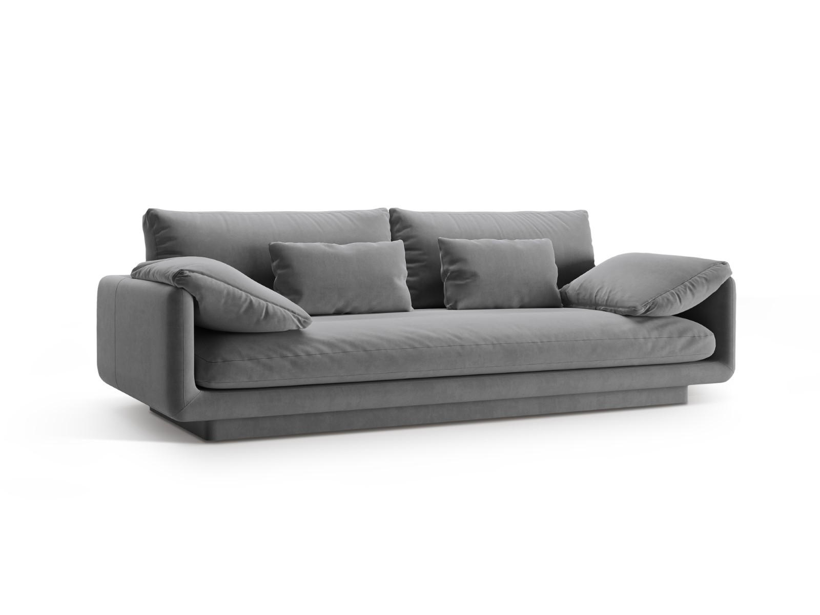 SOFA Torino aus Samt hellgrau 3 Sitzplätze - Hellgrau, Textil (103/83/220cm) - Micadoni