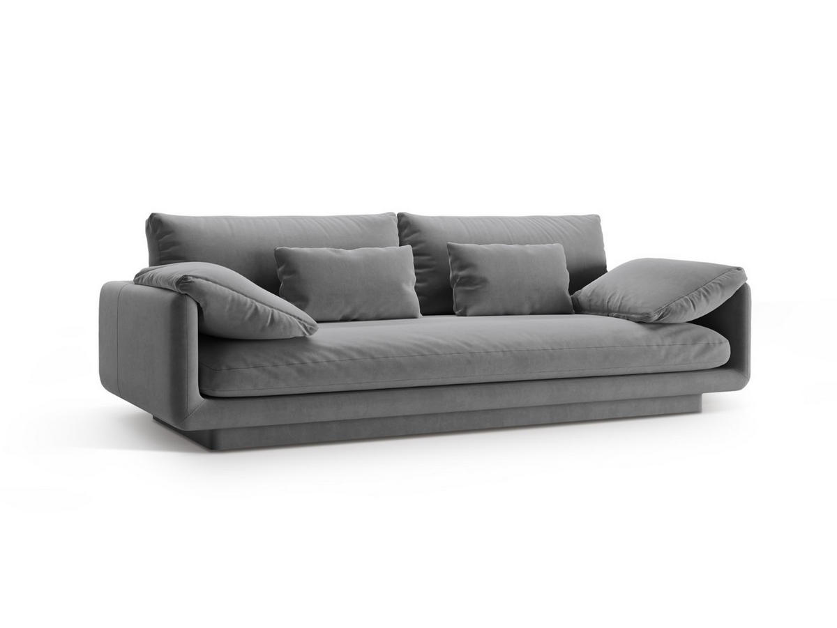 SOFA Torino aus Samt hellgrau 3 Sitzplätze - Hellgrau, Textil (103/83/220cm) - Micadoni