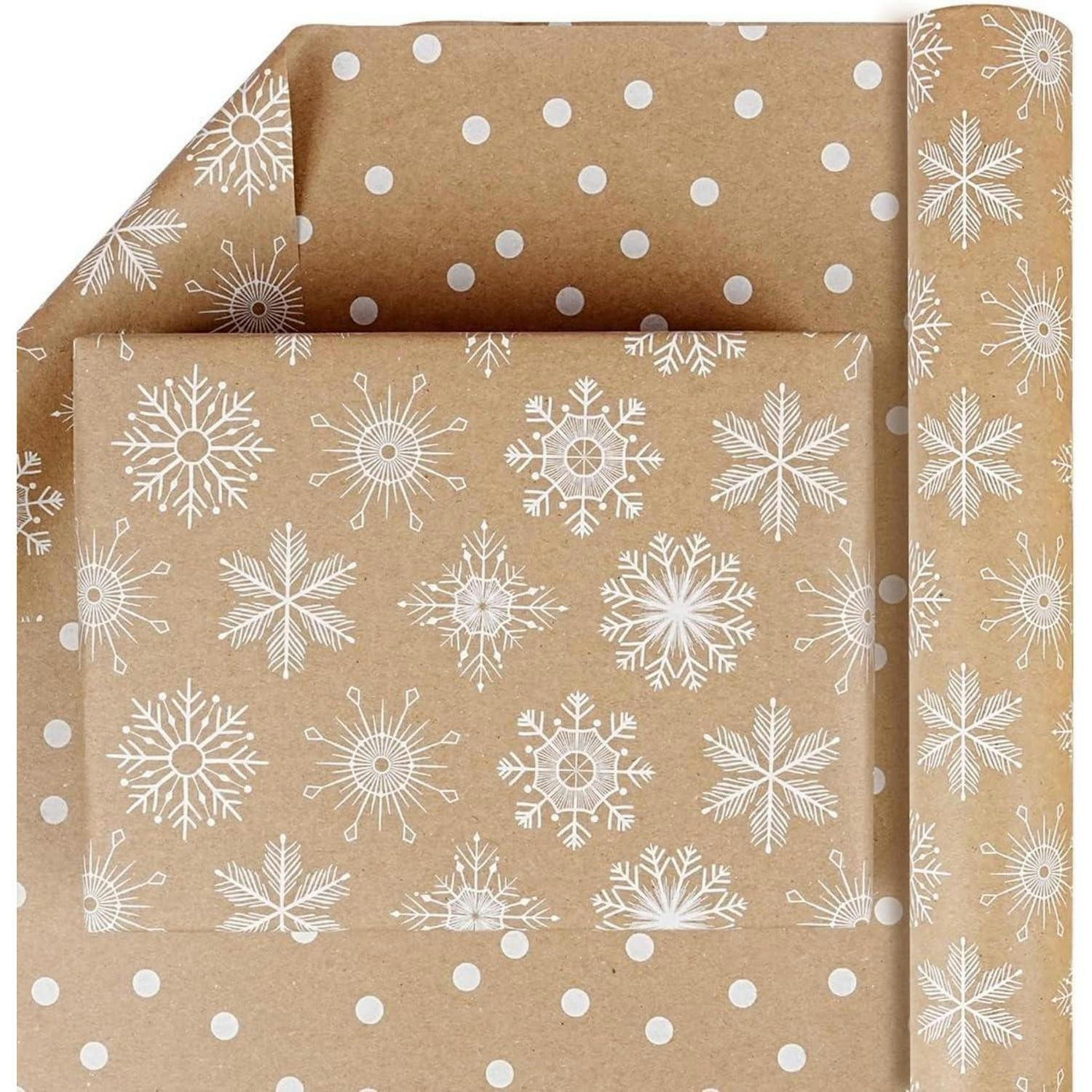 GESCHENKPAPIER Rolle Weihnachten 43 cm x 10 m Schneeflocken Dots Design - Braun, Papier (43/0.1/1000cm)