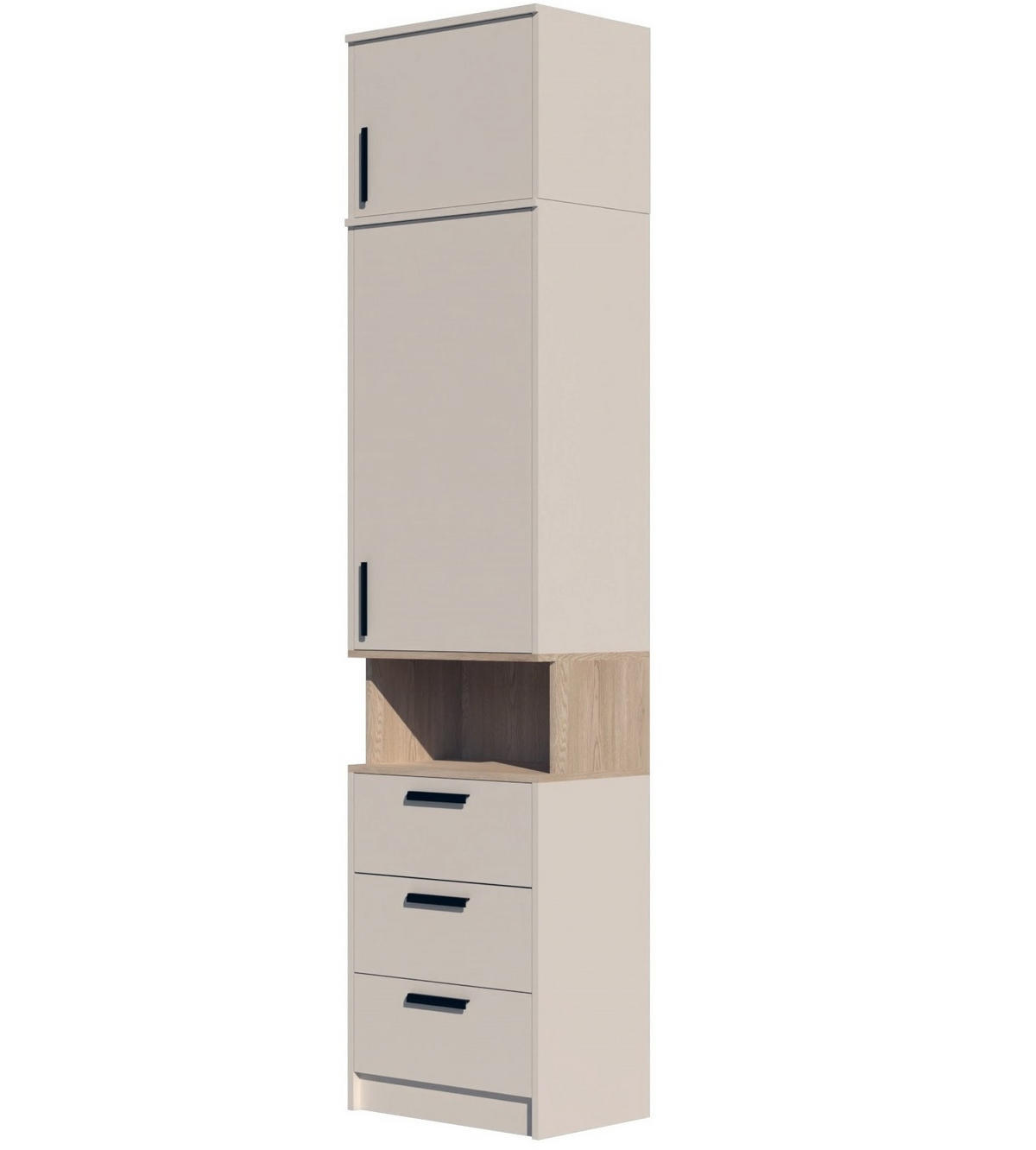 STANDREGAL BÜCHERREGAL G6+G14/C GRAUBEIGE CASHMERE 52/235/40 - Kaschmir/Schwarz, Holzwerkstoff (52/235/40cm) - Marmex Möbel