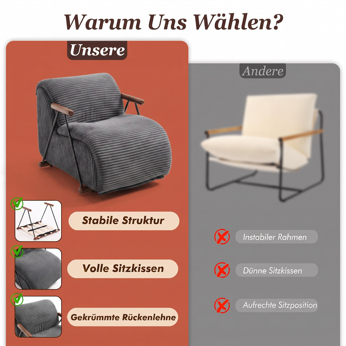 XXL-SESSEL mit Armlehnen, Cord Loungesessel, Ergonomisch, Grau - Grau, Textil/Metall (71/75/100cm) - LVHOM