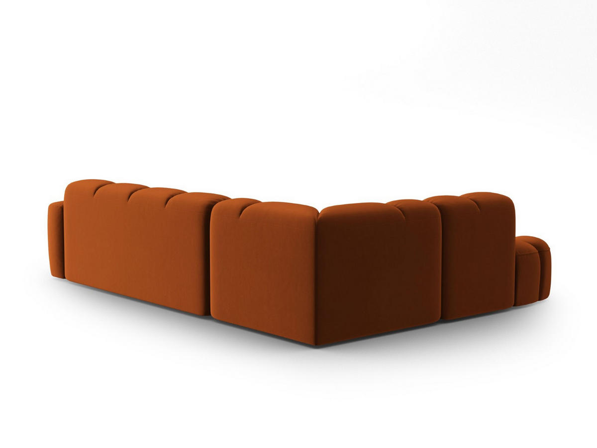 ECKSOFA links Lisa aus Samt terrakotta 5 Sitzplätze - Terracotta, Textil (234/293cm) - Micadoni