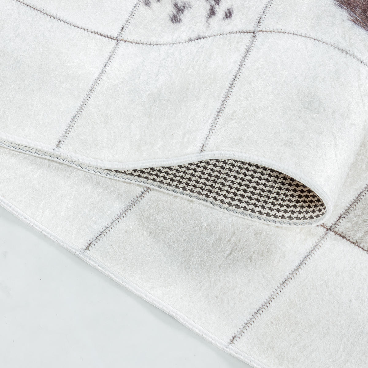 TEPPICH Wohnzimmer Patchwork Pflegeleicht Waschbar OEKO-TEX Weiß 140x200 cm Gekettelt Flur – PIZOL - Weiß, Textil (140/200cm) - KADIMA DESIGN