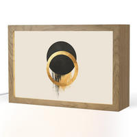 TISCHLEUCHTE Abstraktes Design - Schwarzer Kreis - Farbflecken 30x20 cm - Bernsteinfarben, Holzwerkstoff (8/30/20cm) - OnlyWow