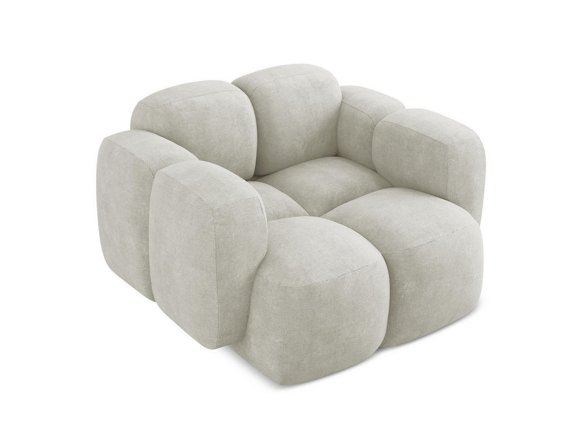 SESSEL Chenille Stoff Creme - Perlmutt/Schwarz, Holzwerkstoff/Kunststoff (120/72/115cm) - Makamii