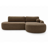 ECKSOFA Aurio O Bouclé-Stoff Braun Rechts - Braun, Holz/Textil (177/271cm) - Graingold