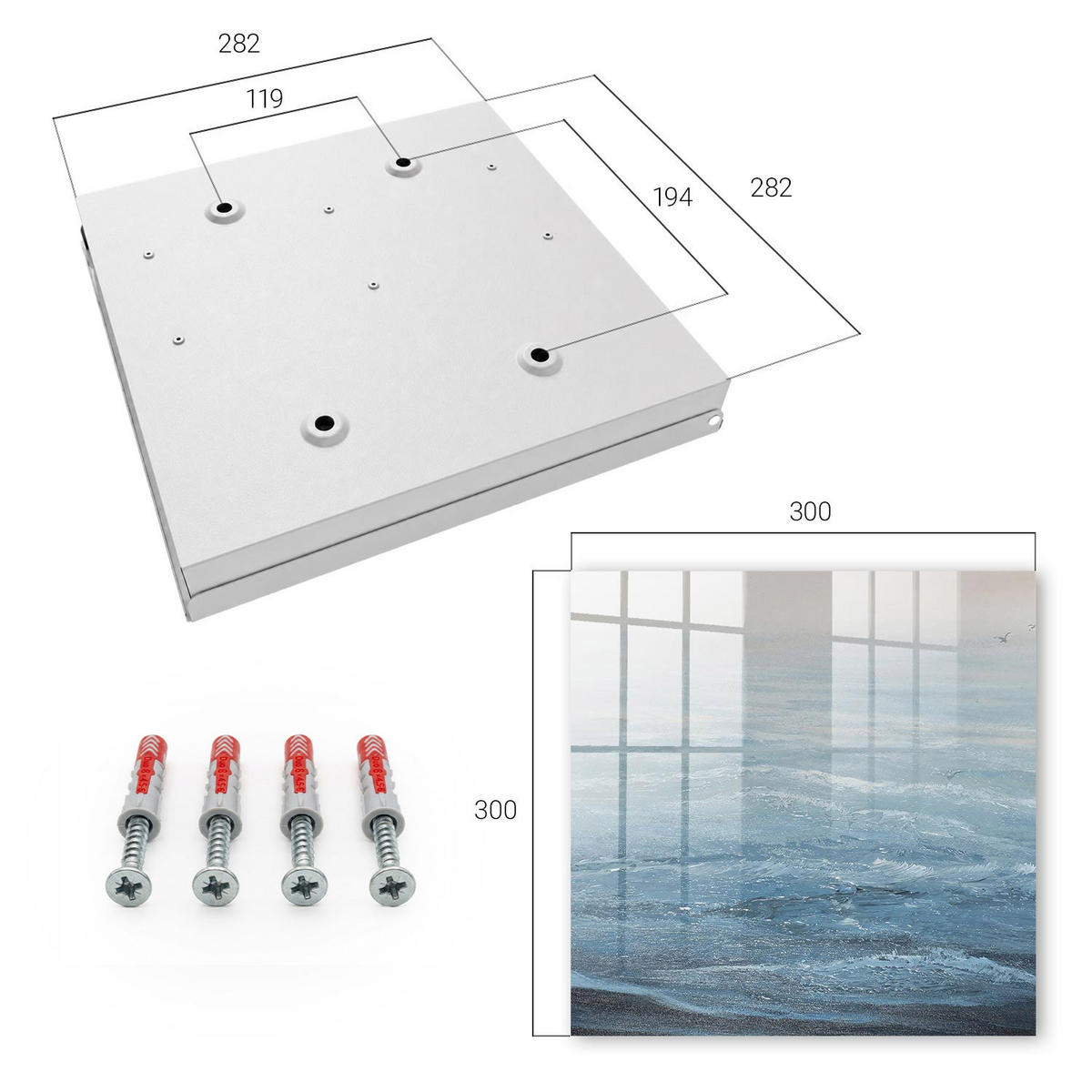 SCHLÜSSELBOX Weiß 30x30 cm – Türöffnung nach rechts - Maritime Harmonie - Blau, Metall (30/30/5cm) - TULUP
