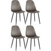 STUHL 4er Set Samt Anthrazit - Anthrazit/Schwarz, Textil/Metall (44/88/51cm) - CLP