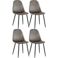 STUHL 4er Set Samt Anthrazit - Anthrazit/Schwarz, Textil/Metall (44/88/51cm) - CLP