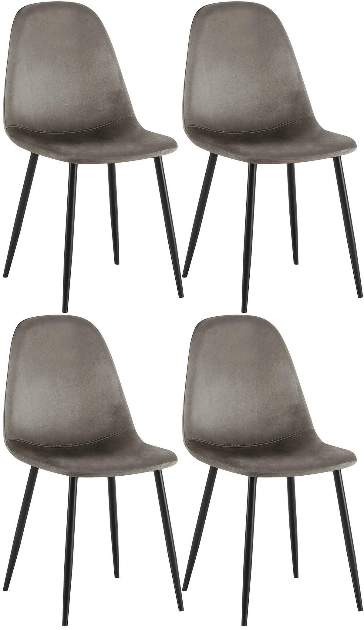 STUHL 4er Set Samt Anthrazit - Anthrazit/Schwarz, Textil/Metall (44/88/51cm) - CLP