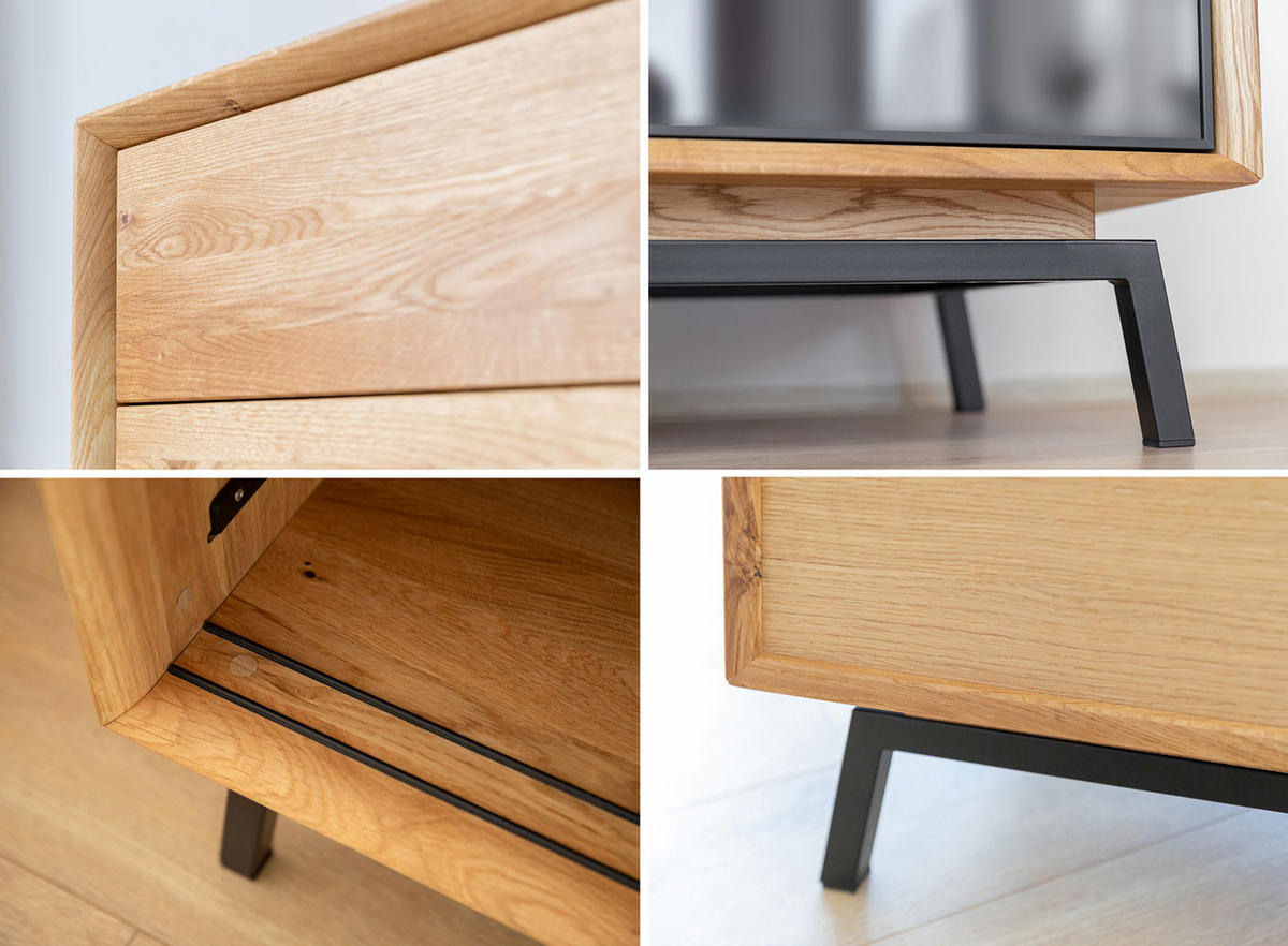 WOHNWAND 2er-Set Modern Loft Eiche Natur 321 / 50 / 90cm - Eichefarben/Schwarz, Holz/Metall (321/90/50cm) - Feldmann-Wohnen