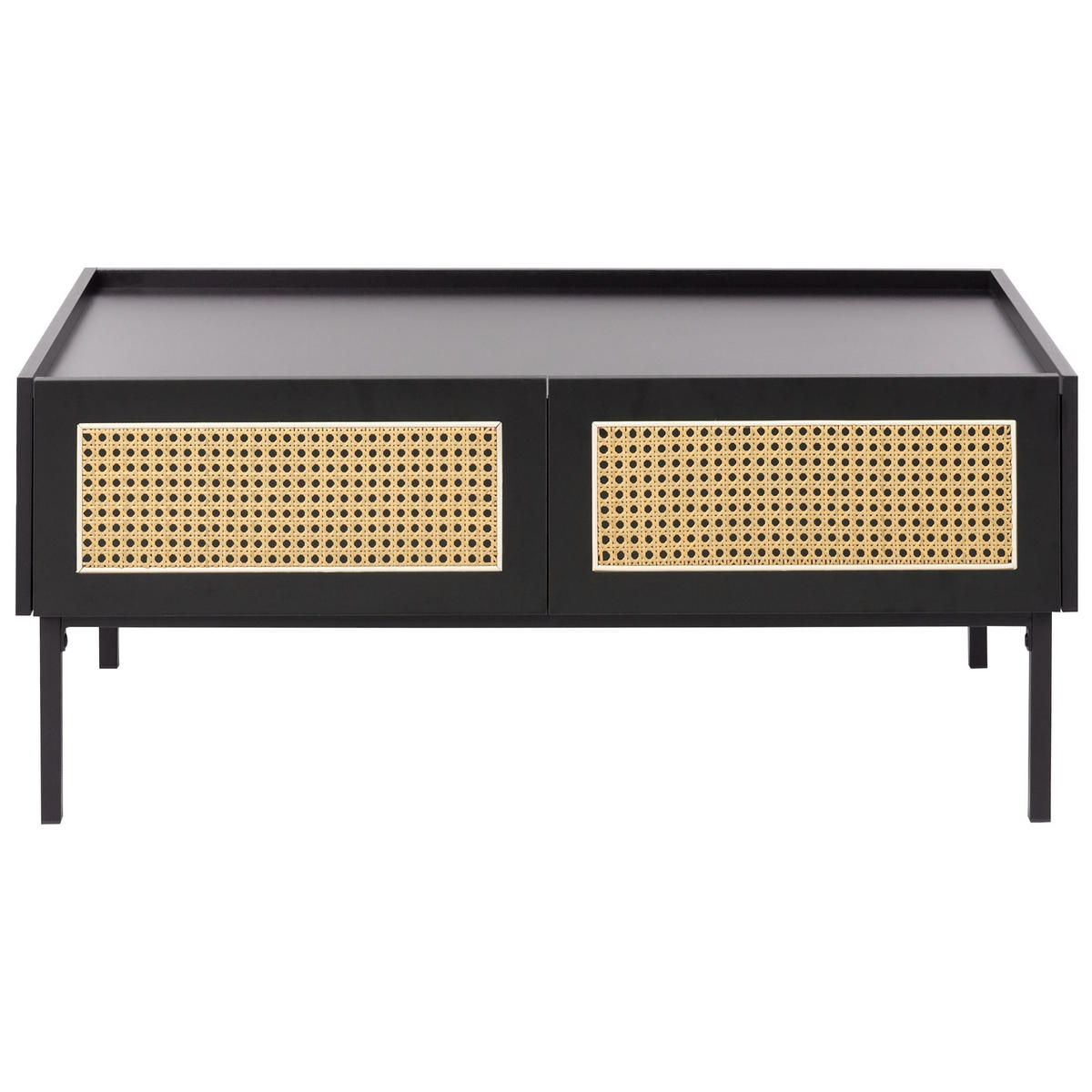 COUCHTISCH Schwarz/Heller Holzfarbton Cullen - Hellbraun/Schwarz, Holzwerkstoff (97/57/42cm) - Beliani