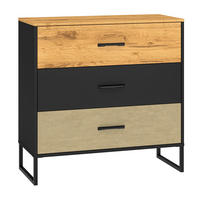 KOMMODE Colt schwarz / Craft Gold Eiche / Premium Steel 92 / 40 / 90cm - Braun, Holz/Holzwerkstoff (92/90/40cm) - Feldmann-Wohnen