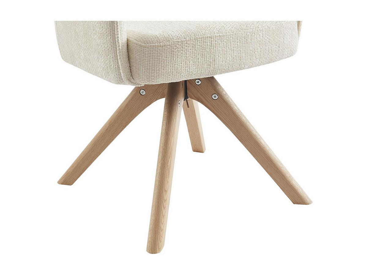 BÜROSTUHL Drehstuhl mit Armlehnen - Stoff & Eiche - Cremefarben - KONYA - Creme, Textil (57/79.5/61.5cm) - Vente-Unique