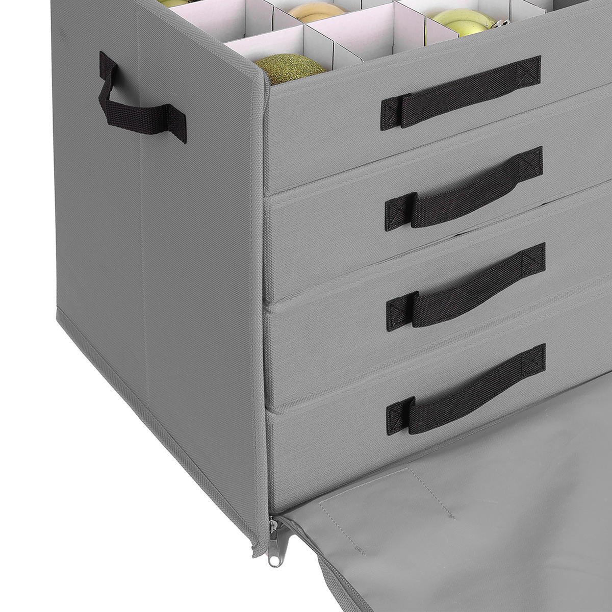 WEIHNACHTSKUGEL-AUFBEWAHRUNGSBOX - Grau, Wellpappe/Textil (36.5/40/36.5cm) - Relaxdays