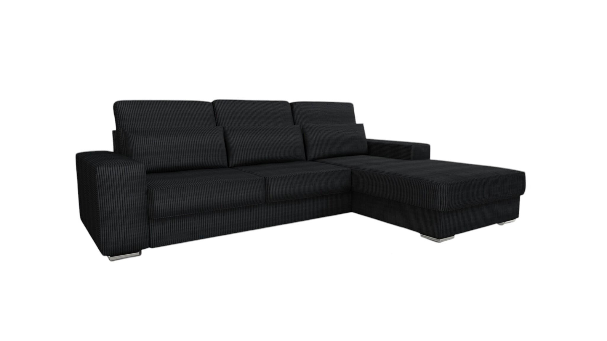 ECKSOFA Nevio In Scala - Schwarz, Holzwerkstoff/Textil (312/202cm) - Fun Möbel