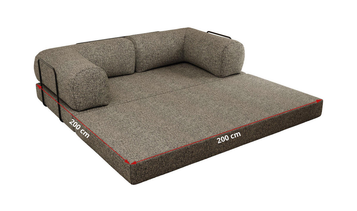 TROJMIESTNA POHOVKA ORSETTO - Sivá Štruktúrovaná látka - čierna/sivá, kov/textil (200/70/100cm) - MKS