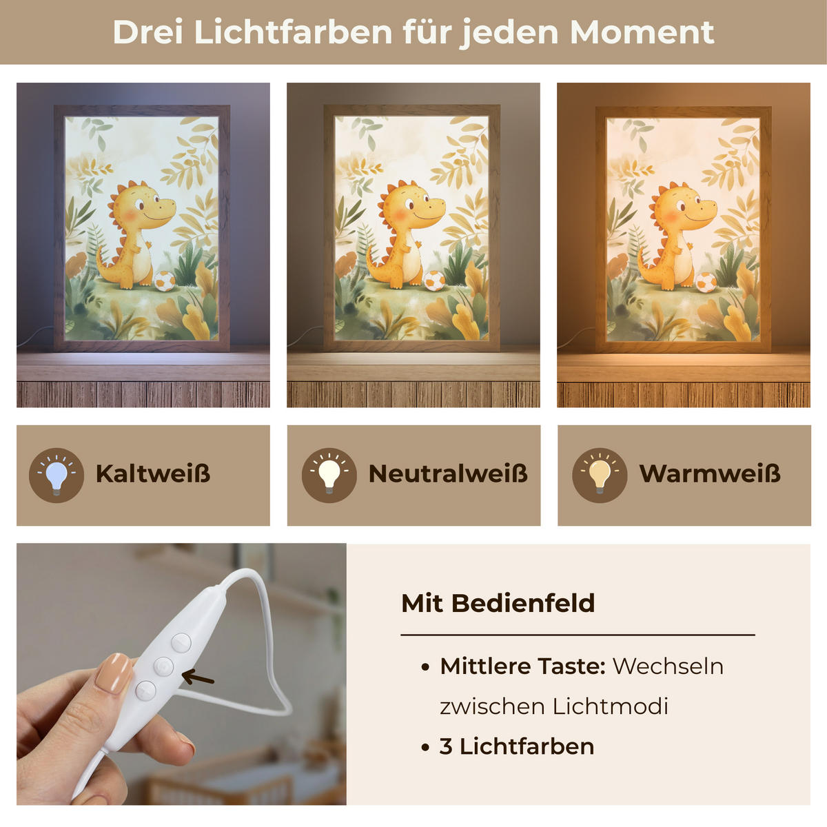 NACHTTISCHLAMPE Dino - Fußball - Orange 20x30 cm - Beige, Holzwerkstoff (8/20/30cm)