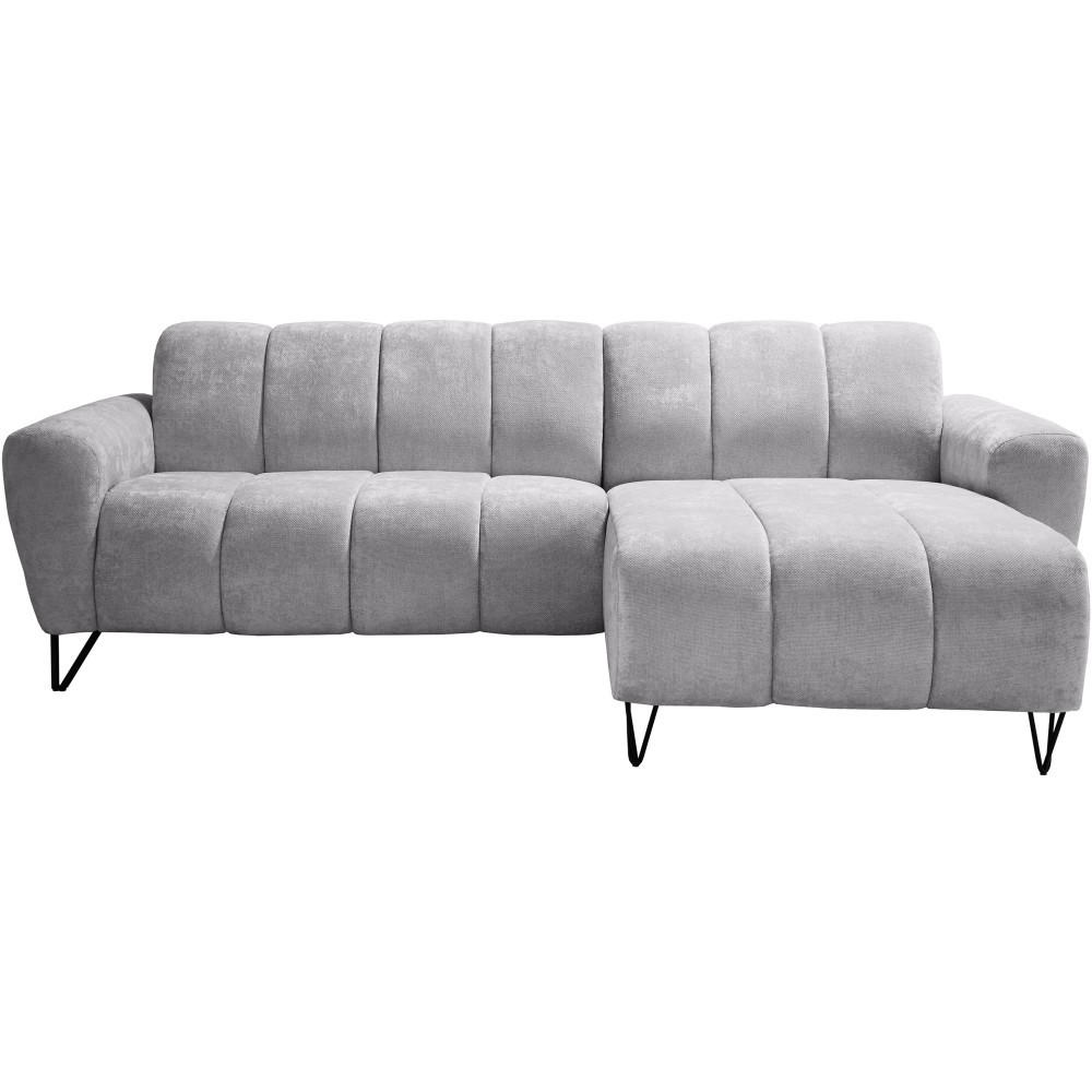 ECKSOFA Volare Mini ohne Schlaffunktion hellgrau rechts, Vega-Stoff - Hellgrau/Schwarz, Textil/Metall (256/165cm) - Beautysofa