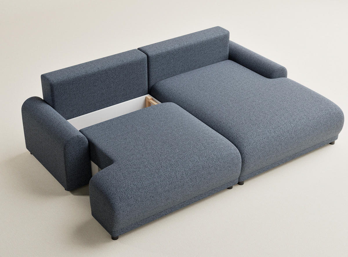 ECKSOFA MIT SCHLAFFUNKTION Tallin Blau Grau Webstoff - Blaugrau/Schwarz, Holz/Holzwerkstoff (240/145cm) - Maison de Reve