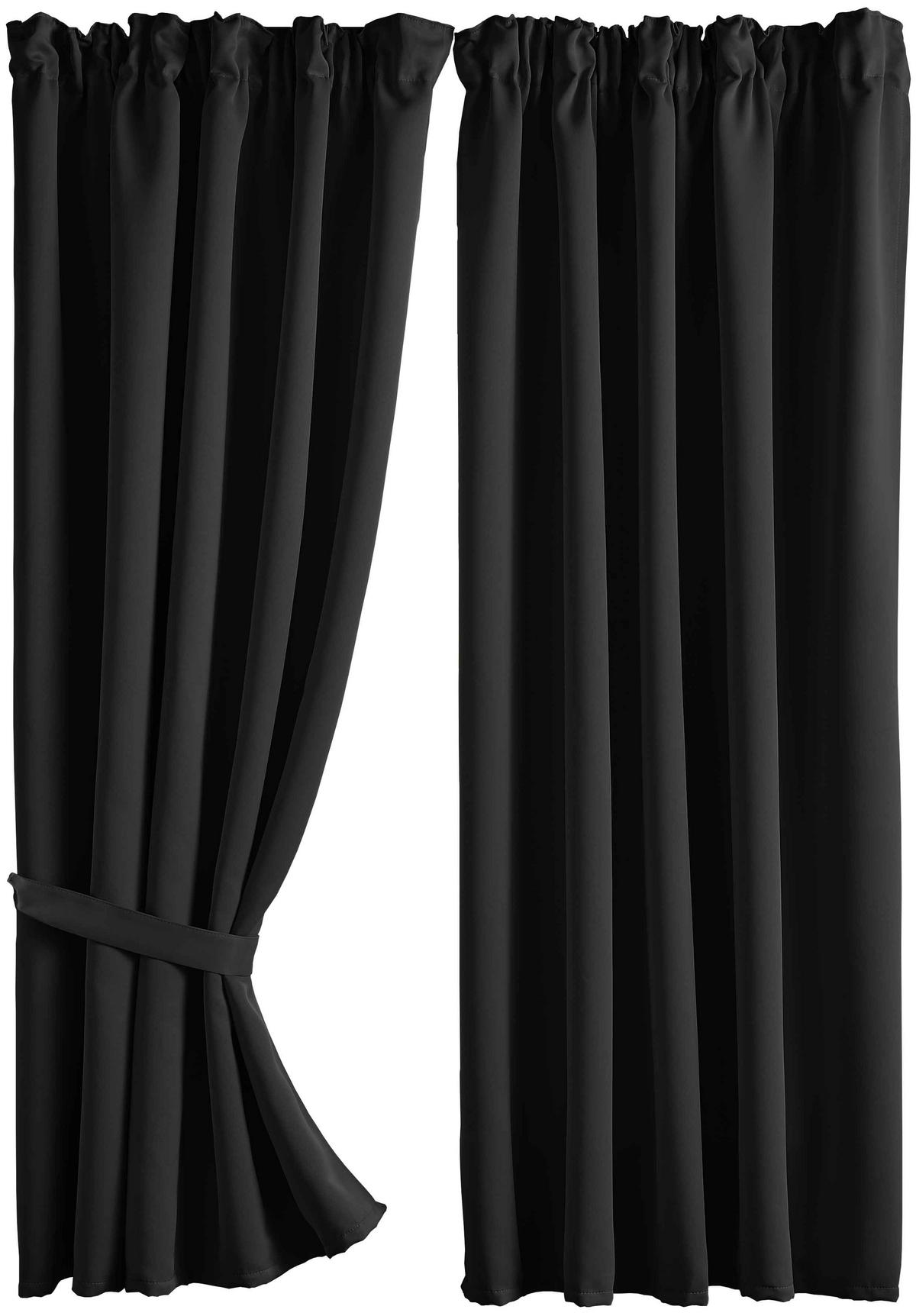 VORHANG 2ER SET NEWYORK HxB 160x140 cm Schwarz - Schwarz, Textil (140/160cm) - Gardinenbox