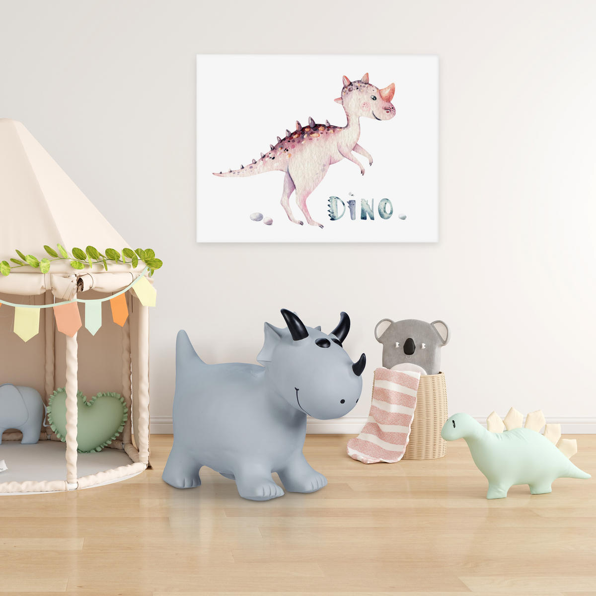 ZVÍŘÁTKO šedé černé dinosaurus PVC 38x51x22 cm - šedá, plast (22/51/38cm) - Relaxdays