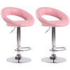 BARHOCKER 2er Set Mekim Kunstleder Pink Silber - Pink, Leder/Metall (53/80/47cm) - DELUKE