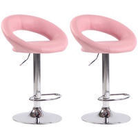 BARHOCKER 2er Set Mekim Kunstleder Pink Silber - Pink, Leder/Metall (53/80/47cm) - DELUKE