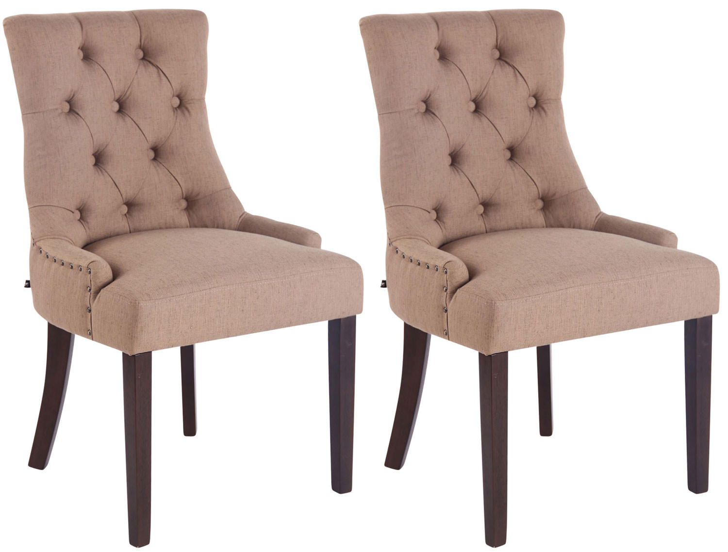 ESSZIMMERSTUHL 2er Set Hilon Stoff Taupe Braun Wohnzimmerstuhl - Taupe, Textil (55/92/58cm) - DELUKE
