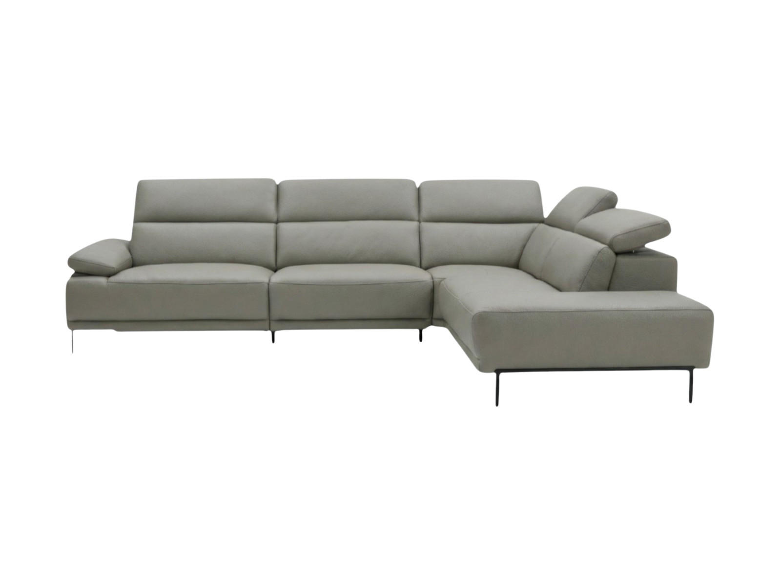 ECKSOFA Fiesta Echtleder Perlgrau - Hellgrau, Leder/Metall (282/220cm)