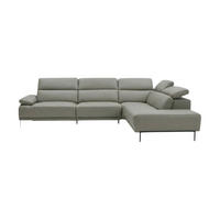 ECKSOFA Fiesta Echtleder Perlgrau - Hellgrau, Leder/Metall (282/220cm)