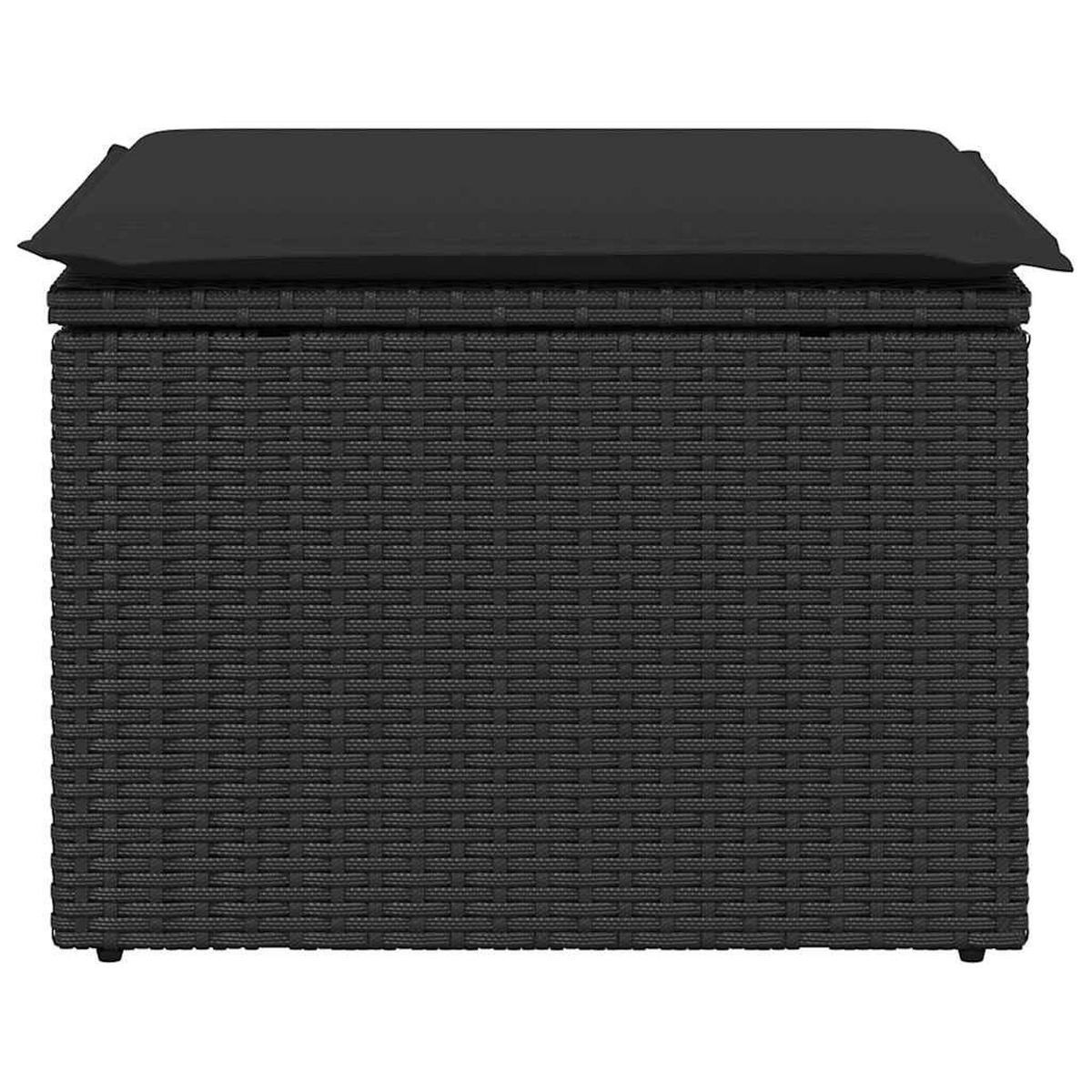 GARTENHOCKER Mit Kissen Schwarz 55/55/37 Cm Poly Rattan - Schwarz, Kunststoff (55/37/55cm) - vidaXL